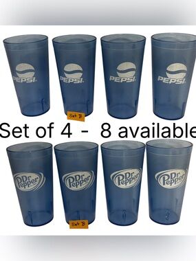 VTG Restaurant Grade Blue Plastic Pebbled Tumblers Cups - Set of 4 (8 available)